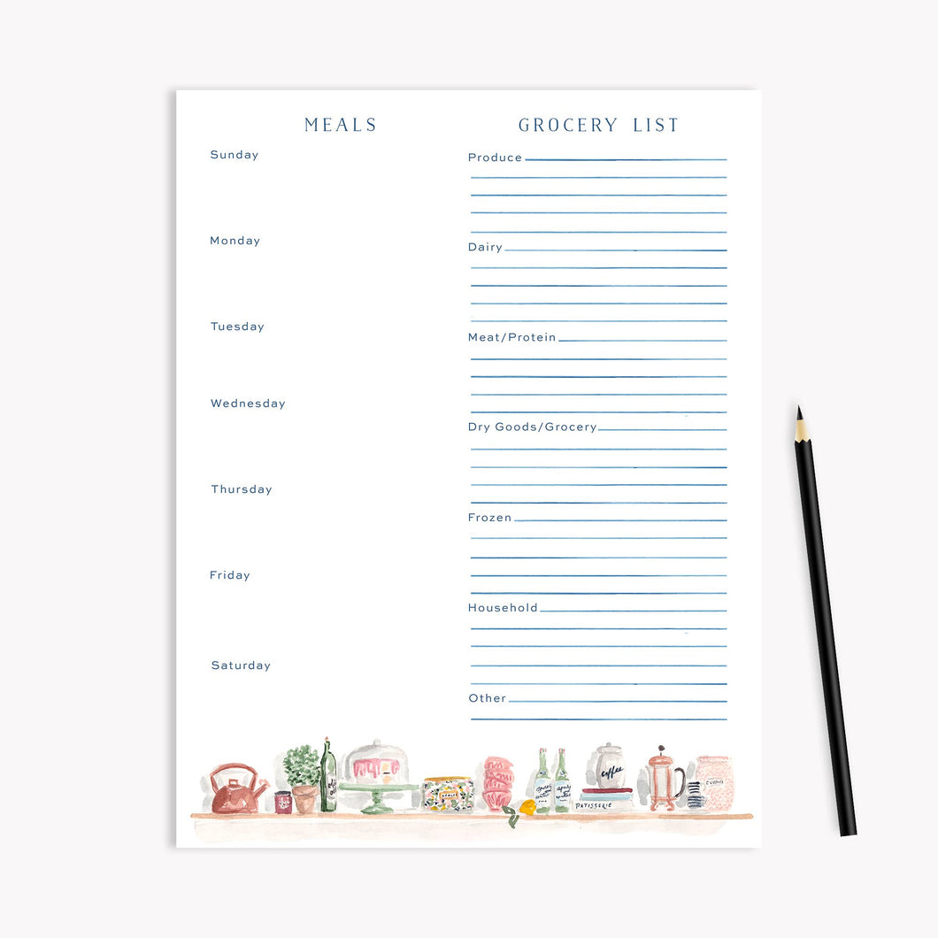 Kitchen Shelves Menu Planning Notepad