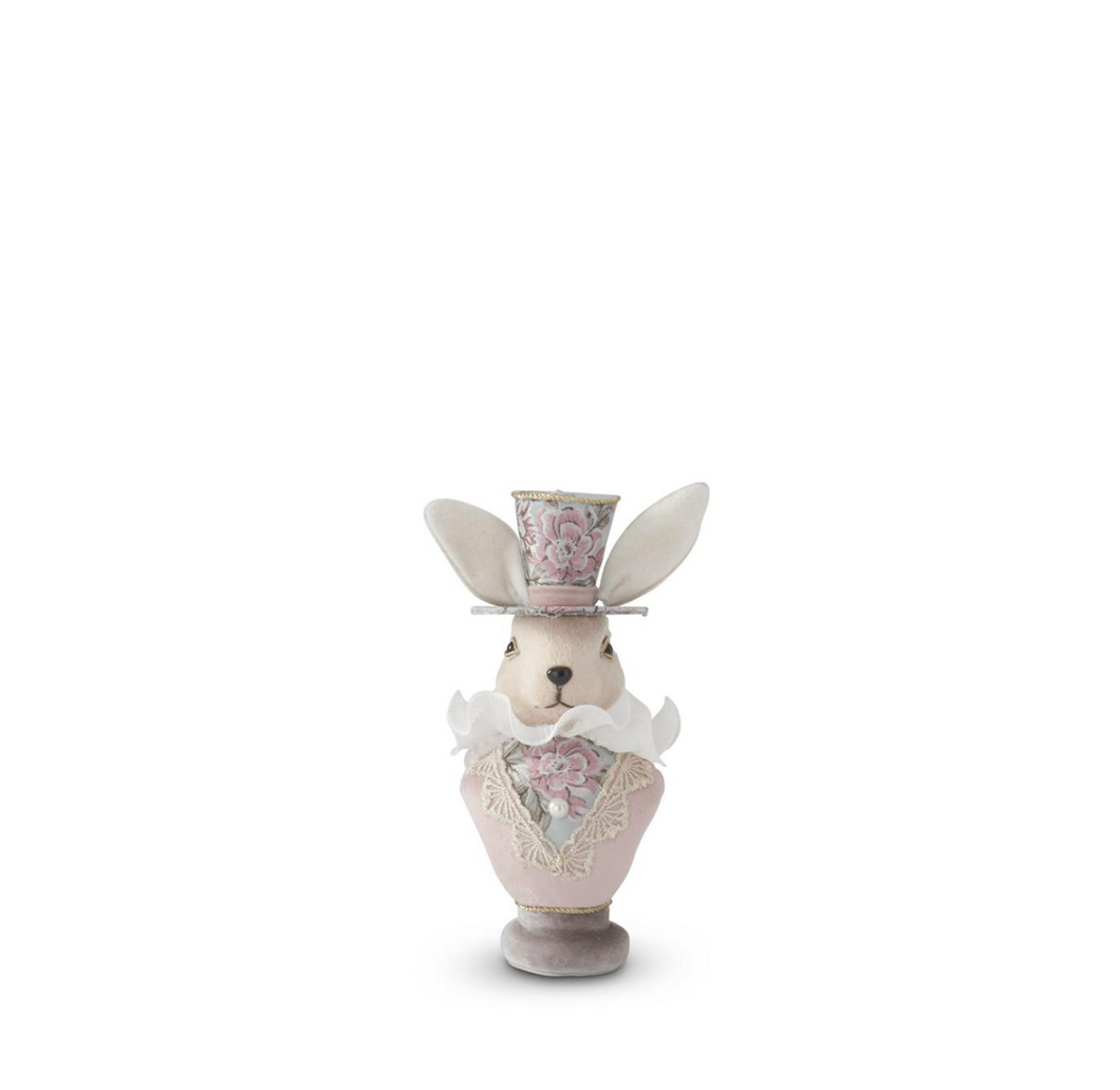 10.5 Inch Blue Floral Pattern Easter Bunny Bust