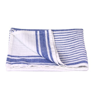 Linen Towel-White W/Blue Stripes