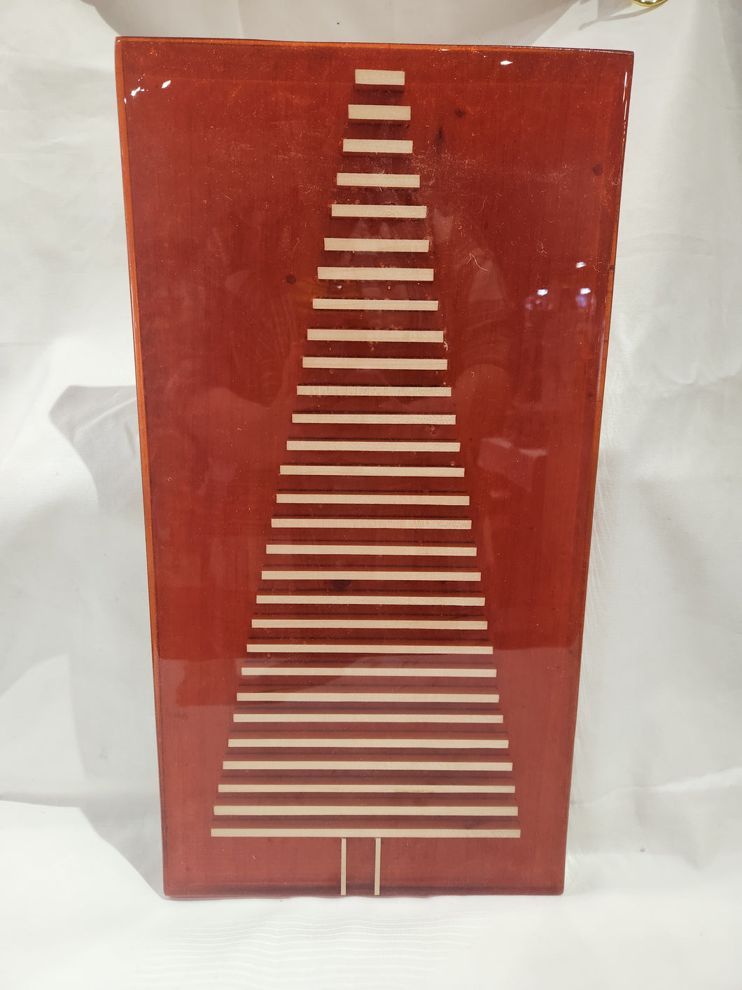 Red Epoxy Board With Straight Line Maple Christmas Tree