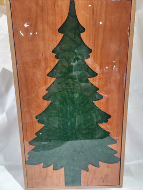 Lit Christmas Tree Board (Cherry) in Box Green Epoxy