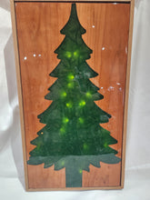 Lit Christmas Tree Board (Cherry) in Box Green Epoxy