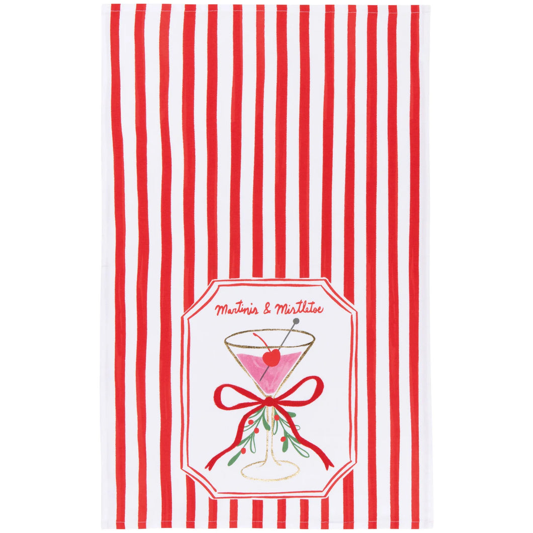 Mistletoe & Martinis Christmas Dishtowel