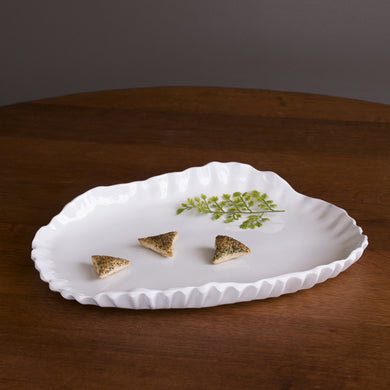 VIDA Bloom Pinched Large Oval Platter -White