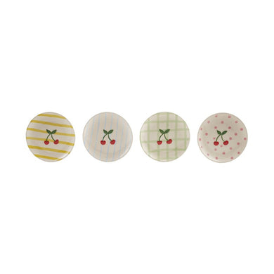 Hand-Painted Stoneware Plate With Cherries