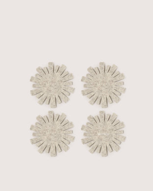 Merino Wool Starburst Coaster Solid 4 Pack - Heather White