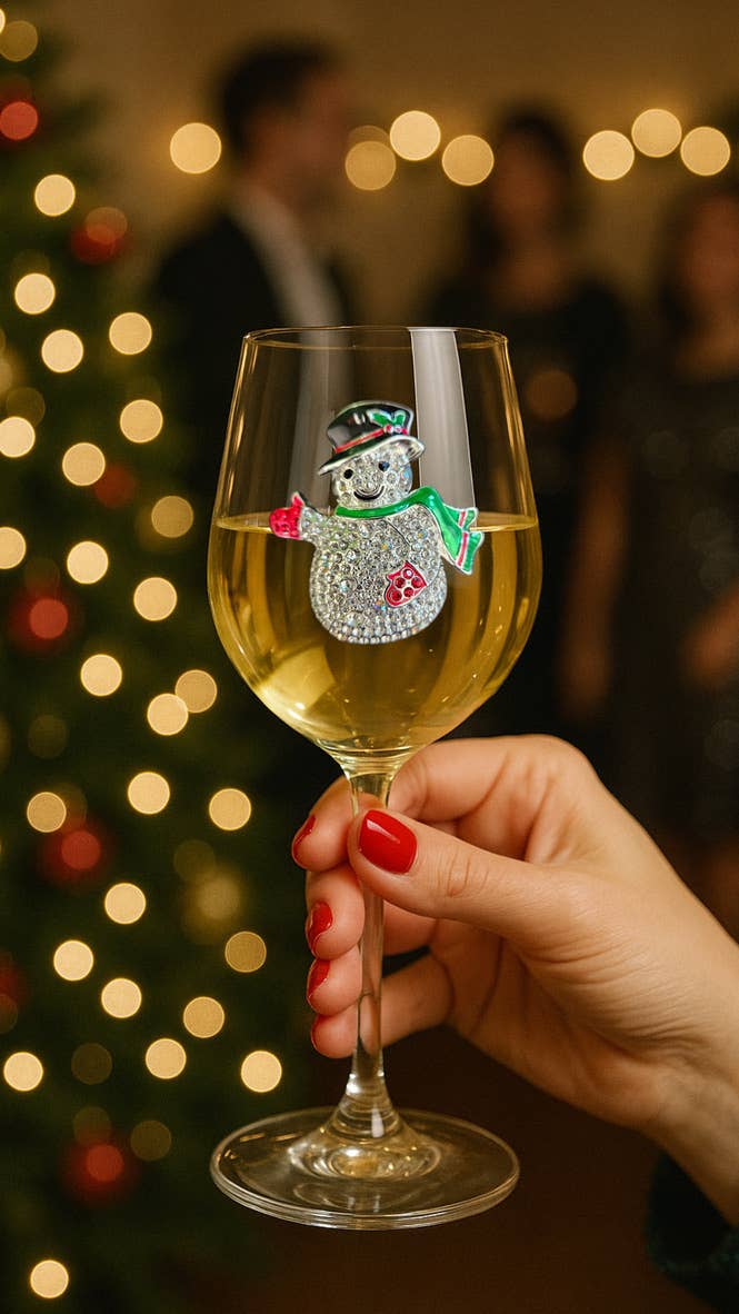 christmas stemmed wine glasses Snowman Jeweled Stemmed Wine Glass