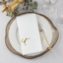 Embroidered Gold Reindeer Napkin