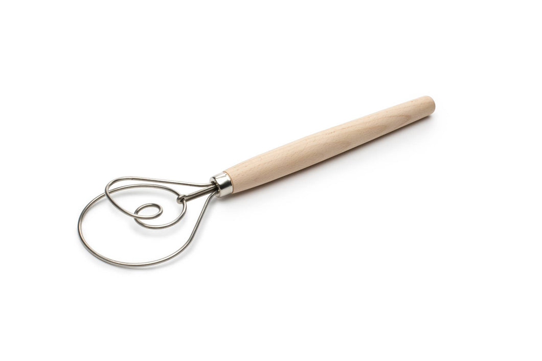 Fox Run Danish Dough Whisk, Stainless Steel and Wood, 12