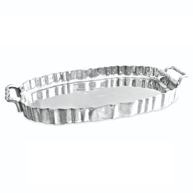 VINTAGE Fluted Oval Tray with Handles