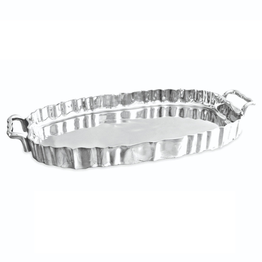VINTAGE Fluted Oval Tray with Handles