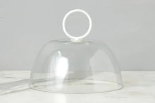 Glass Dome, White Ring Handle, Large
