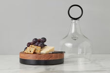 Glass Cloche Food Cover, Black Ring Handle, Small