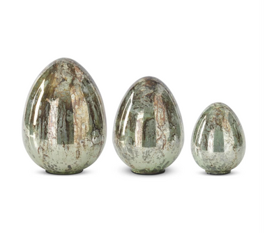 Aqua Mercury Glass Easter Egg-Large