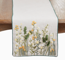 Embroidered Floral Linen Blend Decorative Table Runner