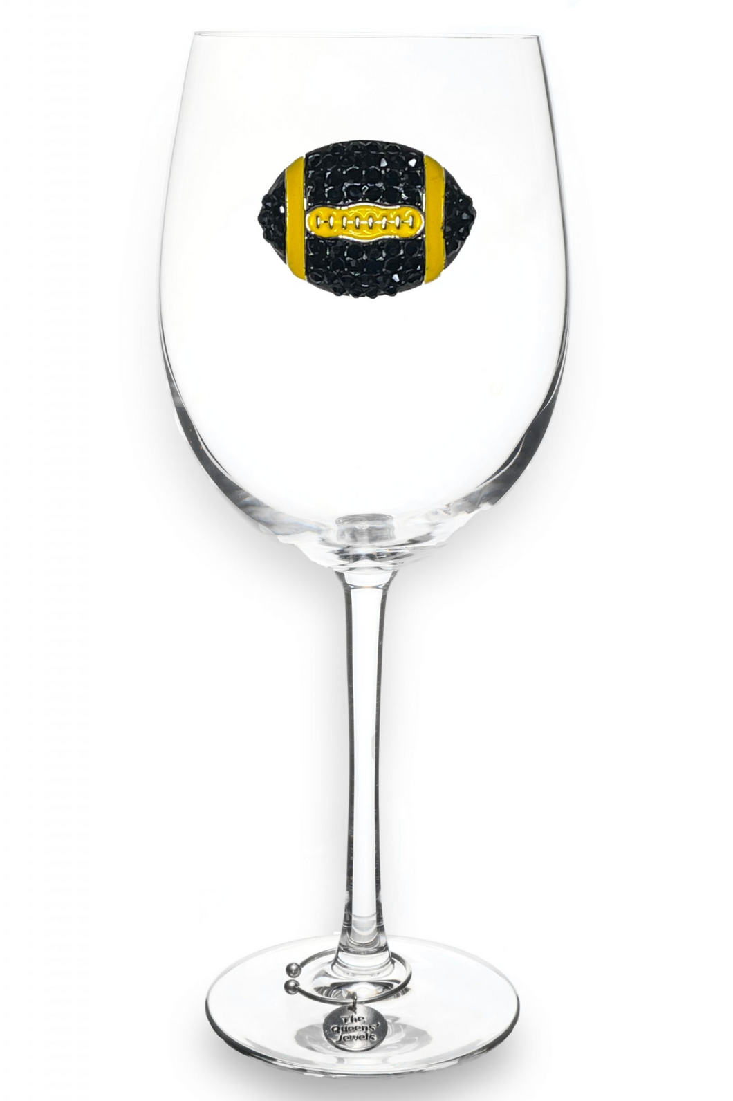 Black & Gold Football Stemmed Wine Glass