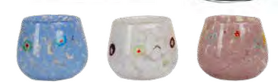 Glass Votive W/Dots-Multi Pink Blue and white