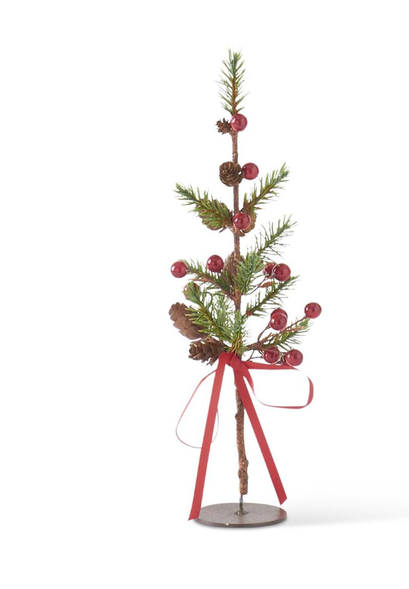 Pine Twig Trees w/Red Berries & Mini Pinecones