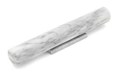 Marble French Rolling Pin with Base, White, 11
