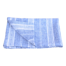 Linen Hand Towel - Heather Light Blue w/ White Stripes