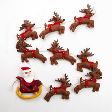 Garland - Santa with Sleigh and 8 Reindeer - Brown