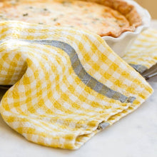Two-Tone Gingham Kitchen Towels Dijon & Grey, Set of 2
