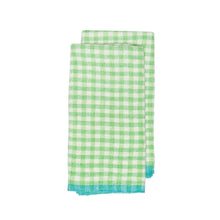 Two-Tone Gingham Kitchen Towels Lime & Aqua, Set of 2