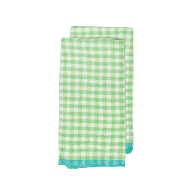Two-Tone Gingham Kitchen Towels Lime & Aqua, Set of 2