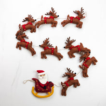 Garland - Santa with Sleigh and 8 Reindeer - Brown