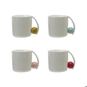 Stoneware Mug W/ Multi Color Ball Handle