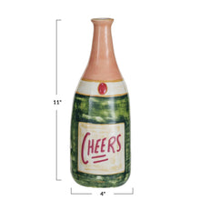 Stoneware Bottle Shaped Vase "Cheers"