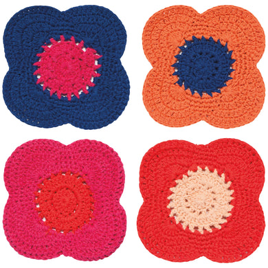 Set/4 Coaster Crochet Poppy