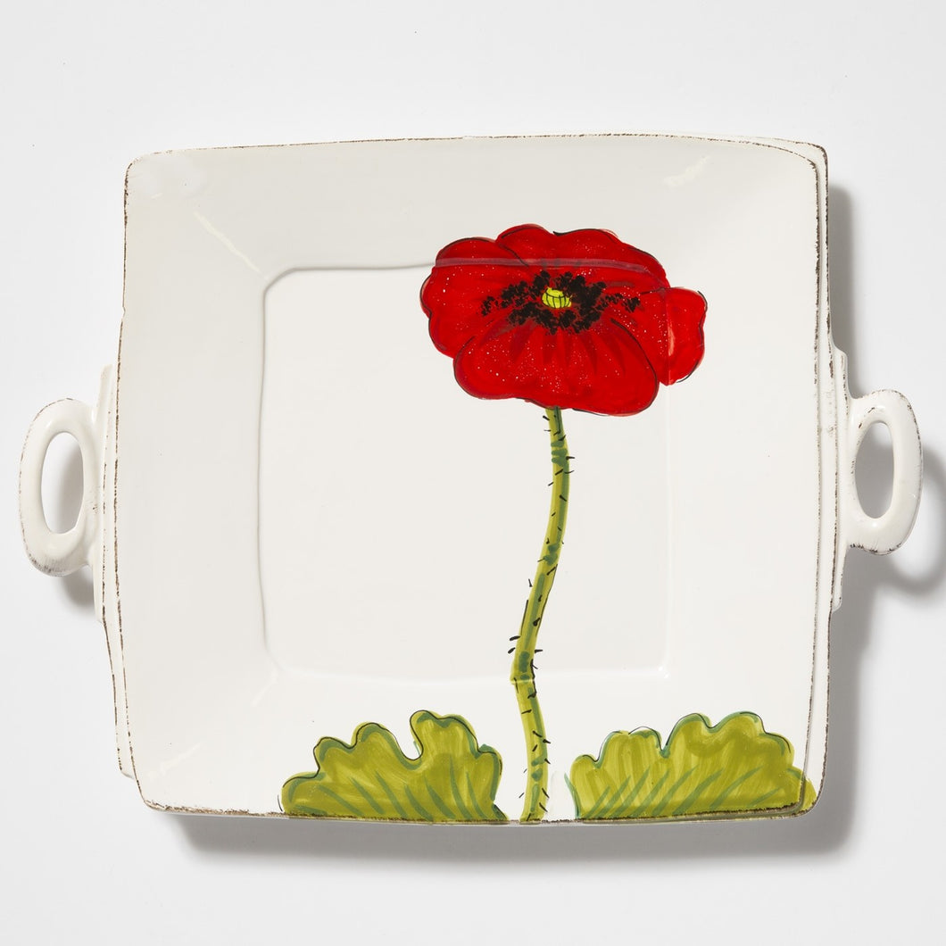 Lastra Poppy Handled Square Platter