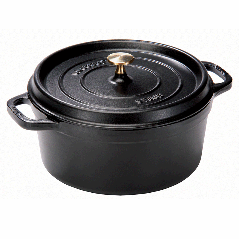  Staub Round Cast Iron Hot Plate W/ Lid, 7 - Black
